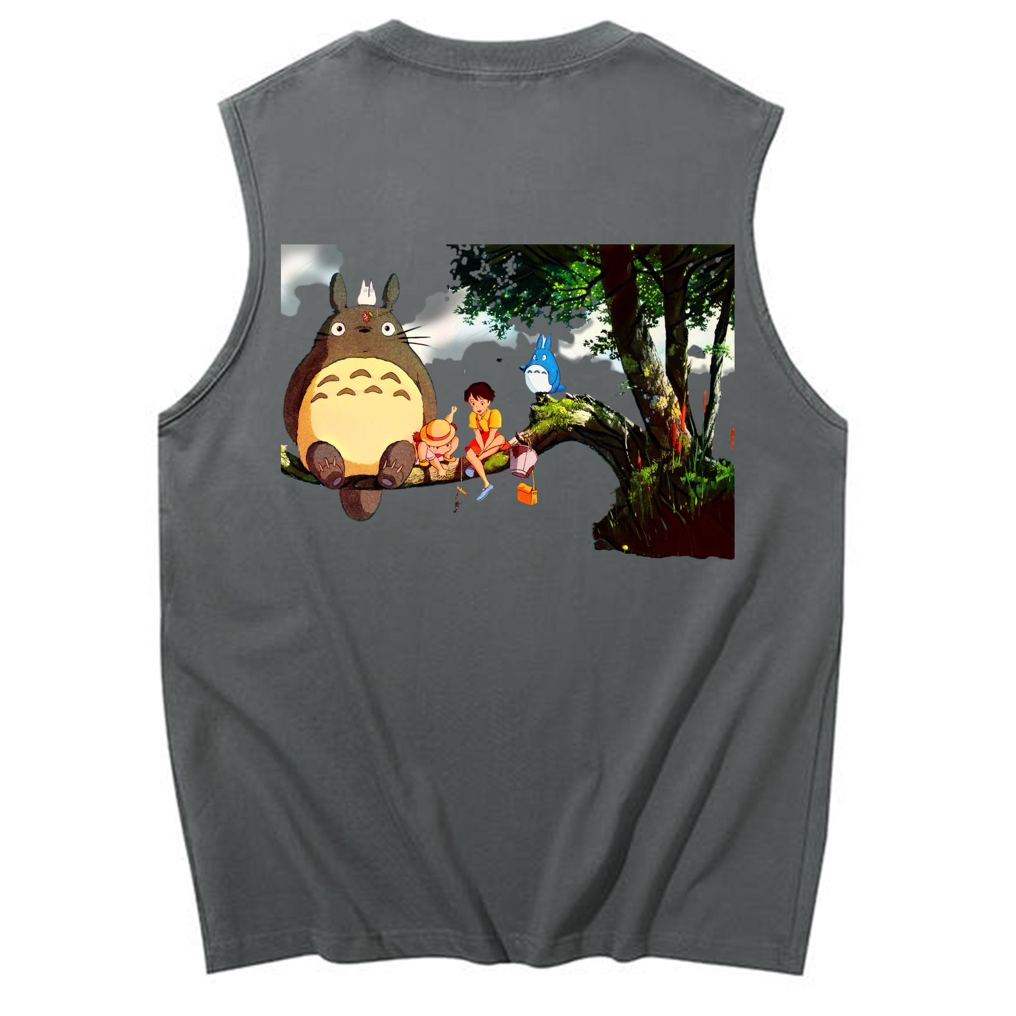 （画像用） となりのトトロ 草壁メイ 草壁サツキ My Neighbor Totoro Satsuki Kusakabe Mei Kusakabe コットン100％タンクトップ（背面プリント）